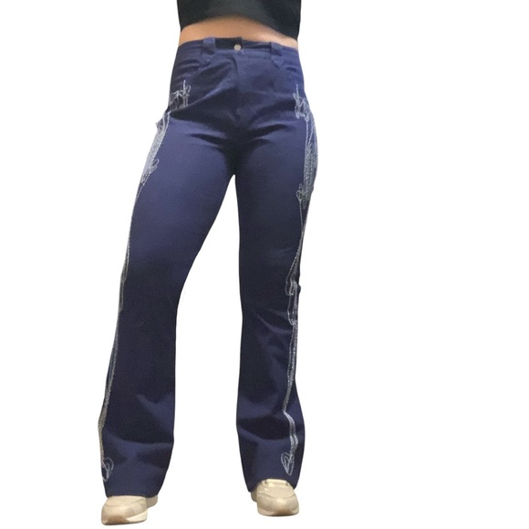 SPANNER SPORT BLUE EMBROIDERED COTTON BLEND DRESS PANTS/ Size 6 - Picture 3 of 11